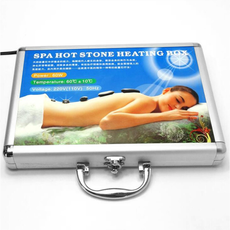 Health energy stone volcanic hot stone heating box SPA essential oil volcano massage artifact massage stone set 16 pieces