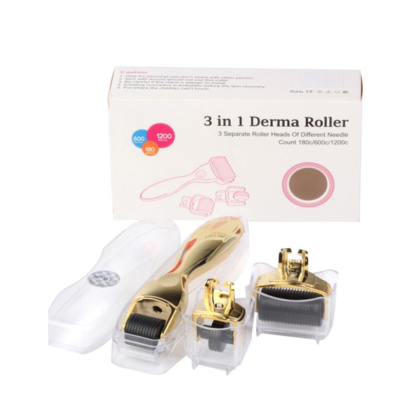 3 in 1 Derma Roller Cosmetic Needling Instrument For Face,540 Titanium Micro Needle - Includes Free Storage Case 